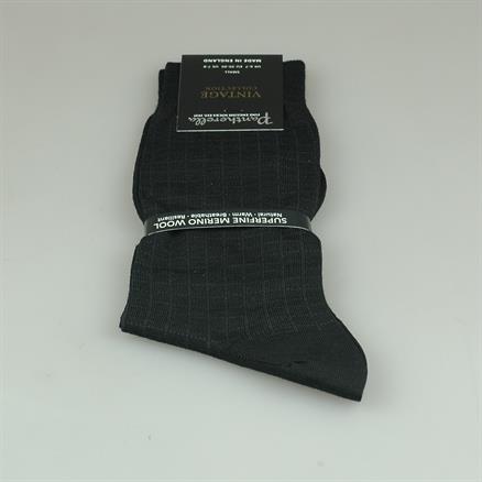 Pantherella Sock black check merino